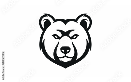 Black bear head illustration closeup.