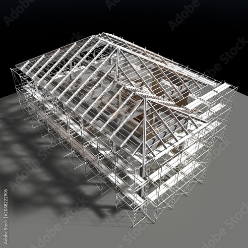 3D illustration of building and construction