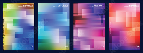 Modern Abstract Gradient Poster Set with Geometric Rectangle Overlays