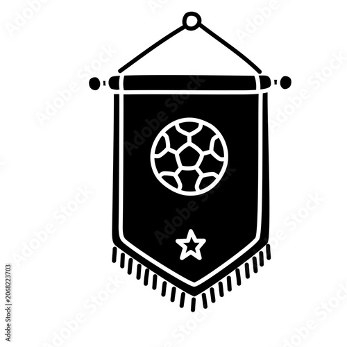Soccer team pennant banner icon black silhouette