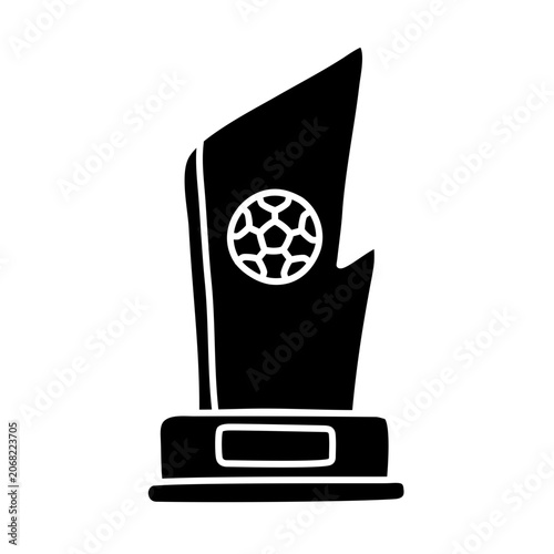 Modern geometric soccer trophy icon black silhouette