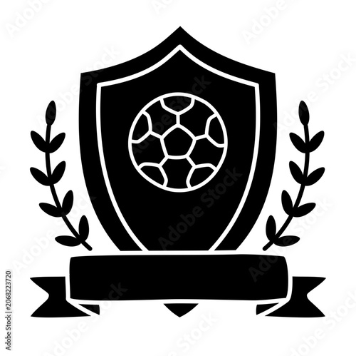 Shield trophy with laurel wreath icon black silhouette