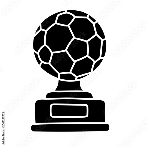 Football soccer ball trophy icon black silhouette