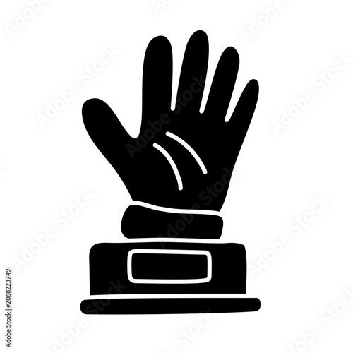 Goalkeeper glove trophy icon black silhouette for soccer award