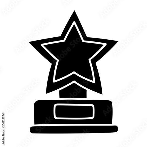 Star trophy award icon black silhouette for sports winner