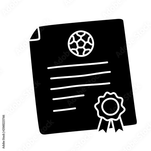 Soccer tournament winner certificate icon black silhouette