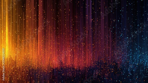Vibrant, colorful abstract with vertical streaks and shimmering particles