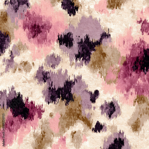 Digital seamless pattern with distressed animal print in soft pink, purple, beige, and brown tones creating textured abstract design