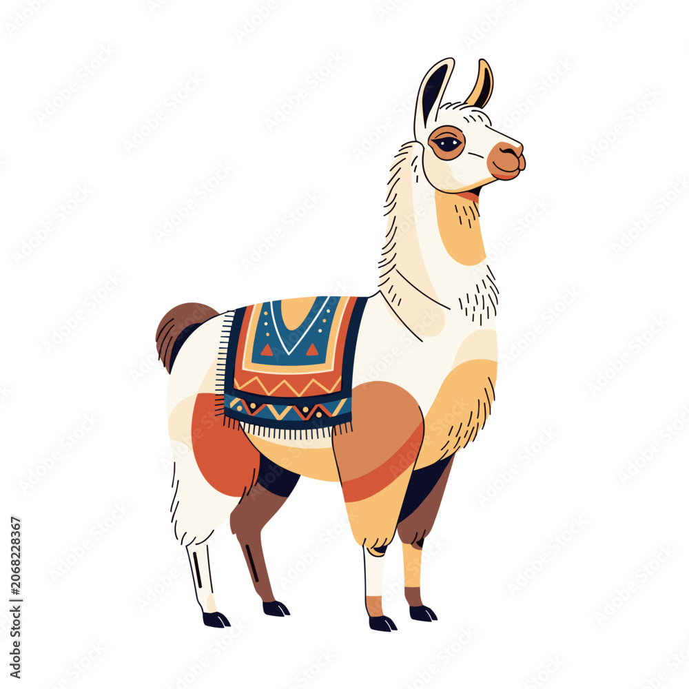 Fototapeta premium Lama Animal Carrying Traditional South American Pack