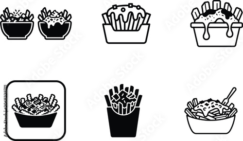 Quadro su tela French fries in various containers and toppings