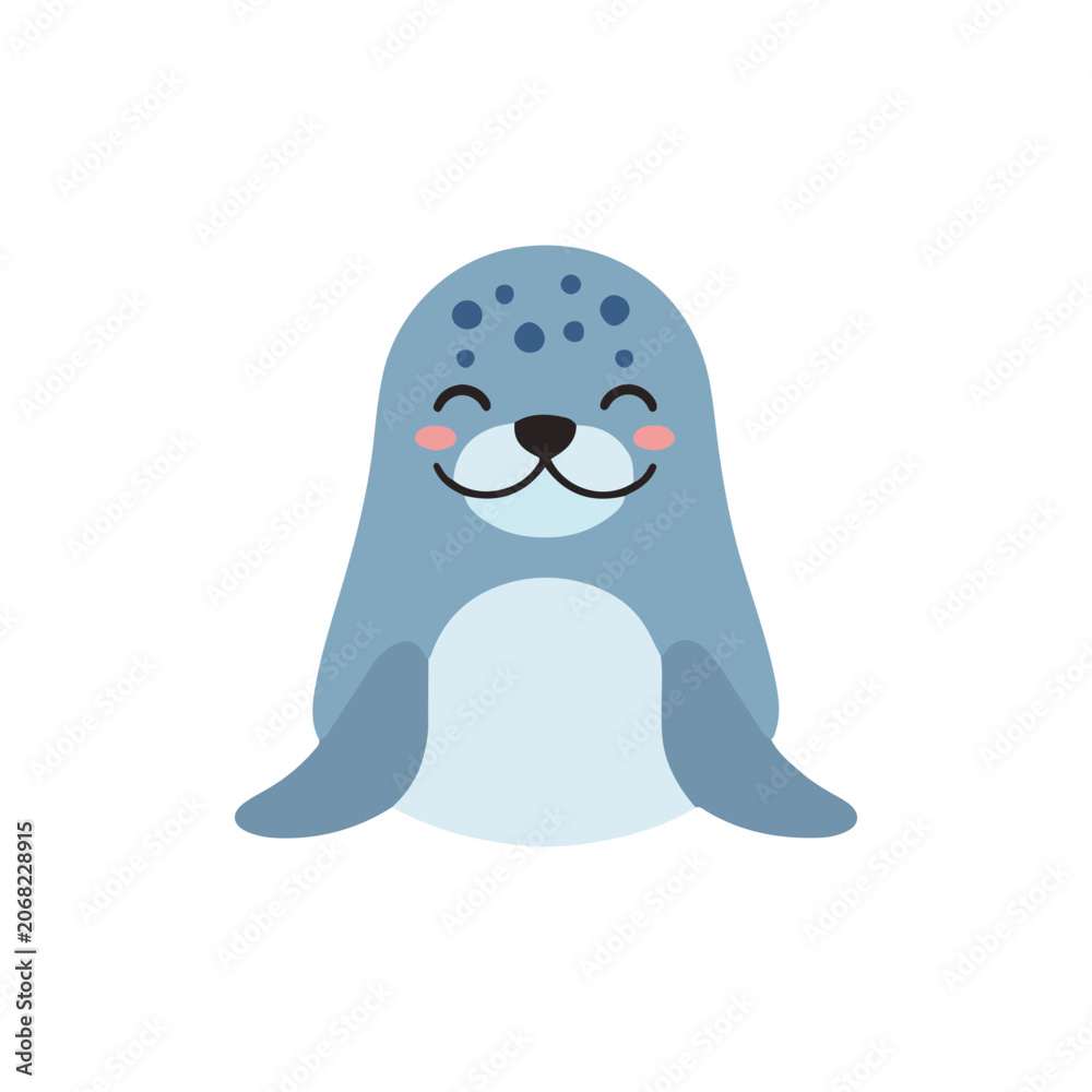 Obraz premium Adorable cute spotted seal vector illustration isolated marine mammal cartoon character