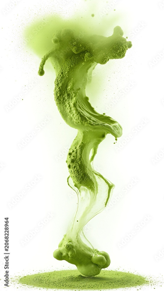 Fototapeta premium Vibrant Matcha Powder Splash on White Background