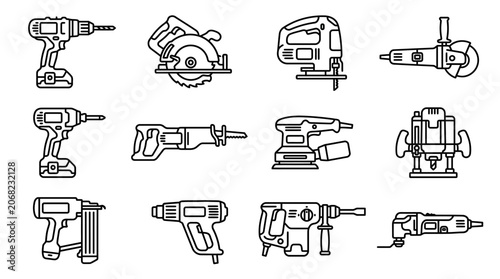 Set of power tools icons vector illustration.