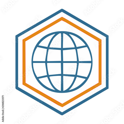 Globe icon inside a hexagon