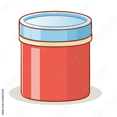 Red paint can with blue lid illustration