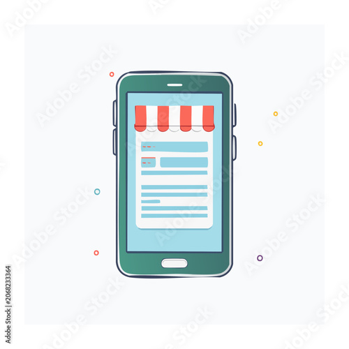 Smartphone with online store interface illustration