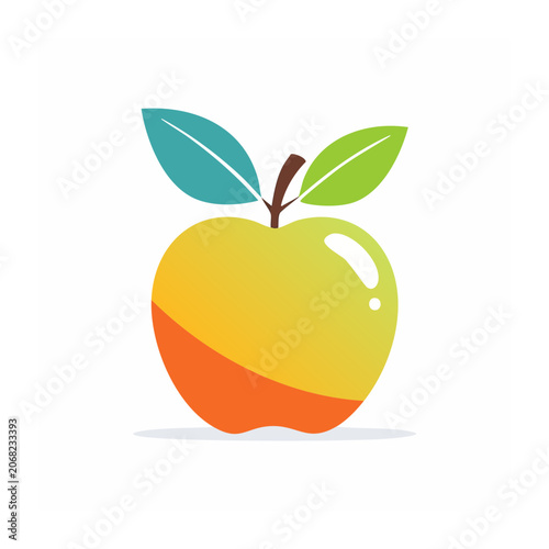 Stylized apple icon with colorful leaves