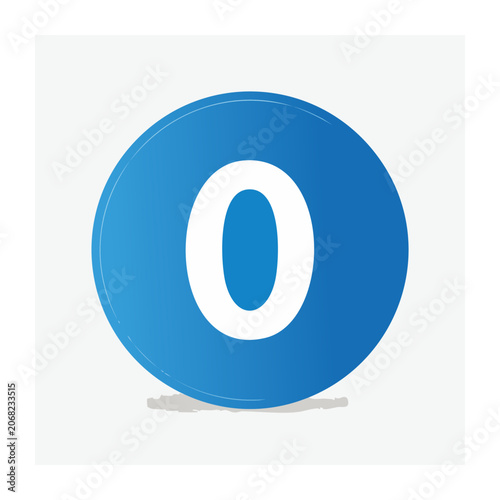 Blue number zero icon on white background