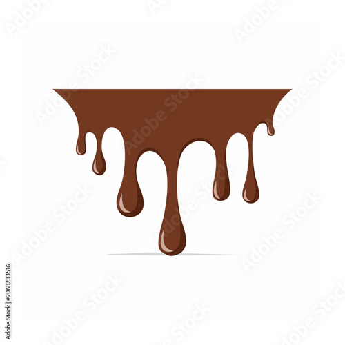 Brown chocolate drizzle illustration on white background