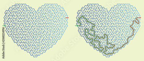 Abstract heart pattern design with flowing lines on soft pastel background