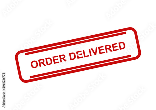 Red rubber stamp impression with the text order delivered isolated on a clean white background for shipping concept isolated on transparent background