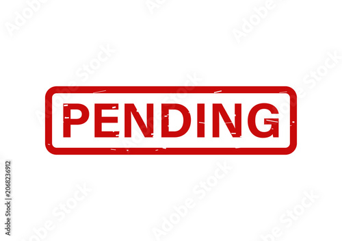 Red pending rubber stamp sign for business document approval and status notification isolated on a white background isolated on transparent background