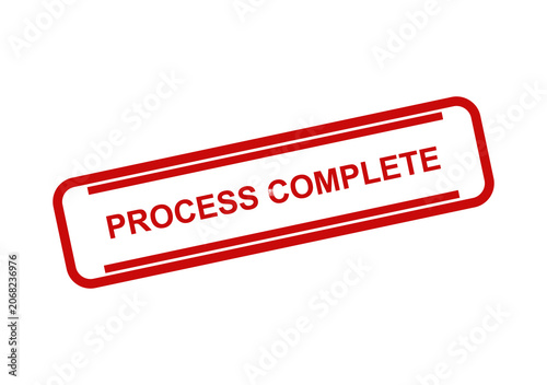 Red rectangular rubber stamp with the text process complete isolated on a clean white background for business use isolated on transparent background