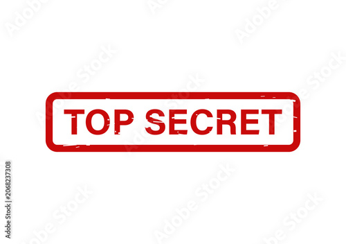 Red rubber stamp impression with the words top secret isolated on a white background for official document security isolated on transparent background