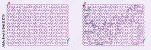 Maze design in intricate patterns and colors for puzzle enthusiasts