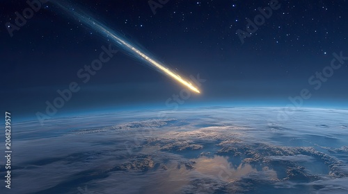 Fiery meteor streaks across planet's atmosphere toward the surface