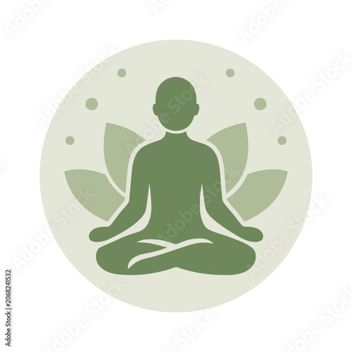 Minimalist Meditation Icon in Natural Tones for Yoga Studio Spa and Healthy Lifestyle Branding