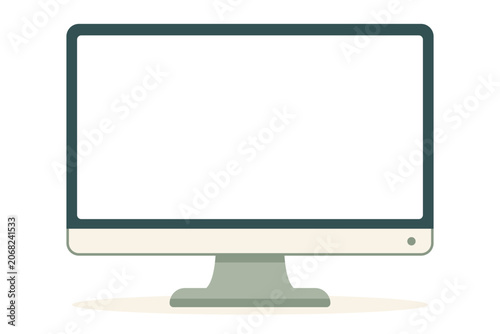 Flat Computer Monitor Illustration with Blank Screen for Showcasing User Interface Applications and Web Services