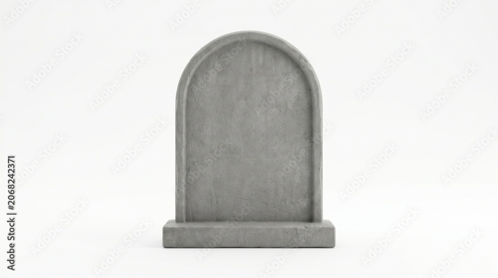 Fototapeta premium A blank tombstone stands as a solemn monument. isolated on solid white background