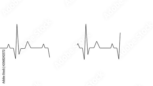 Black Electrocardiogram Heartbeat Line on White Background heart rate pulse