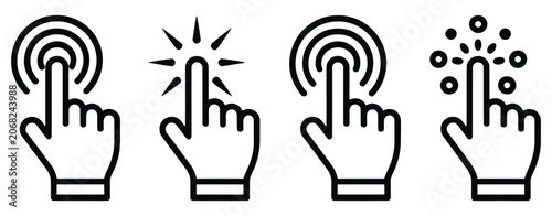 Εκτύπωση καμβά Hand Gesture Icon Designs Featuring Tap Touch, Haptic Feedback Symbols, Tactile