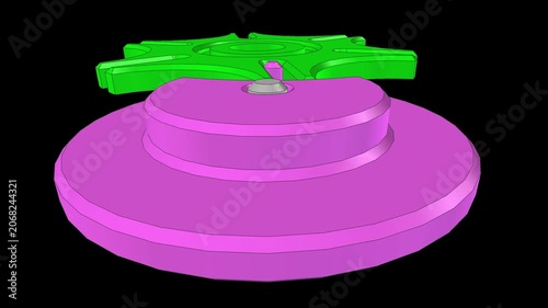 Geneva Mechanism 3D Rendered Mechanical Motion Geometric Architecture Engineering Movement Elements Animation Loop
