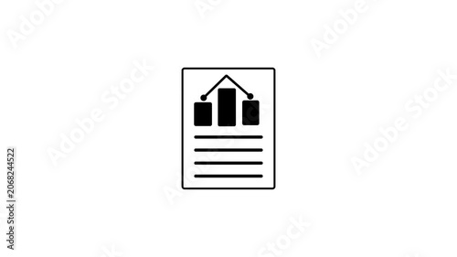Black Bar Chart and Line Graph Icon on White Background data analytics