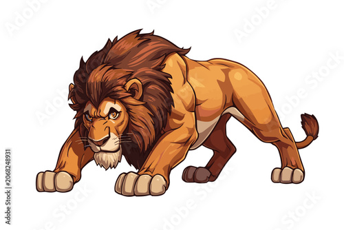 Foto Minimalist vector art illustration of a mighty lion character, featuring strong features, elegant shapes, bold graphic elements, and a fearless king of the jungle concept