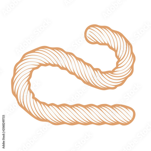 Twisted rope knot line art illustration