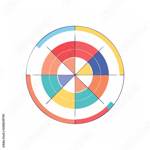 Colorful circular chart with data segments