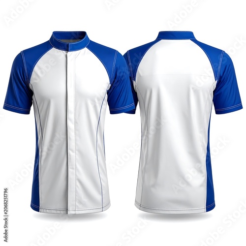 Pair of blue and white striped long sleeve shirts.