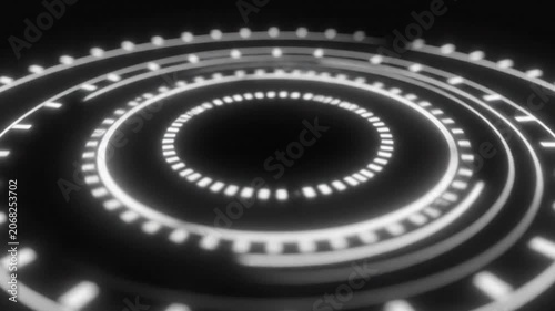 Futuristic glowing digital interface circle on a dark background