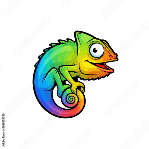 Multi-Color Rainbow Chameleon Cartoon Illustration