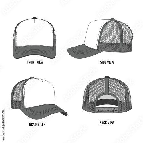 Set of Various Trucker Hat Mockup Poses