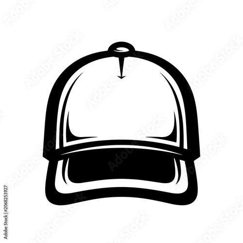 Symmetrical Black and White Baseball Cap Icon