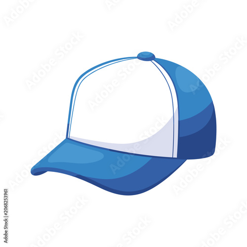 Modern Blue and White Snapback Cap Illustration
