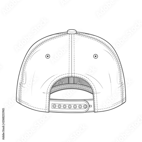 Rear View of Baseball Cap with Plastic Snap Closure