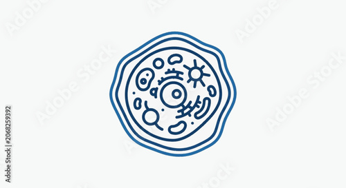 Photography Illustration of a stylized animal cell with organelles.