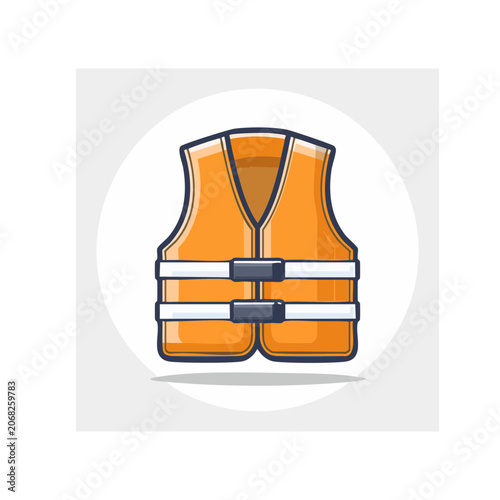 Orange life jacket icon in flat design