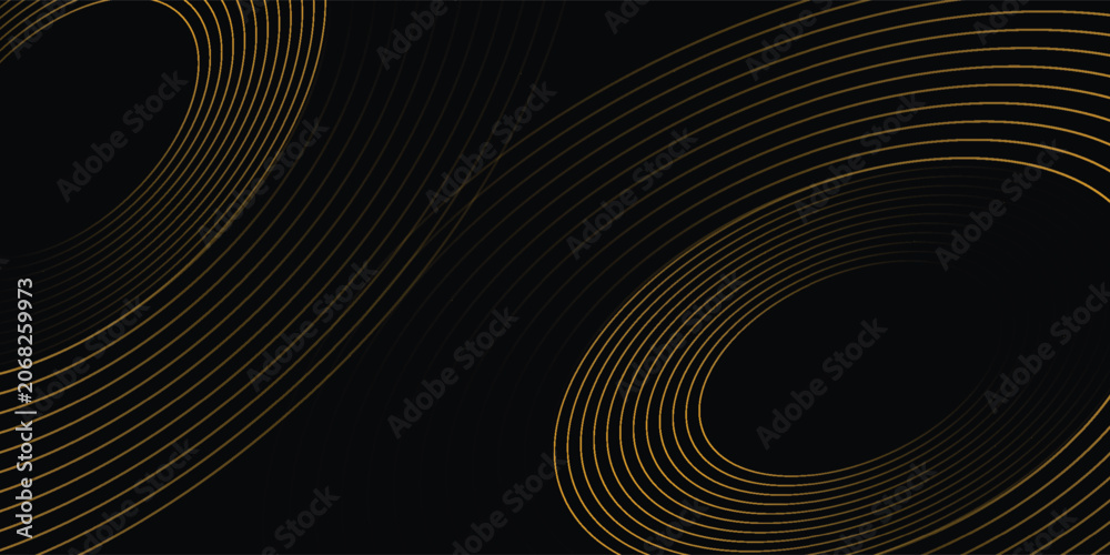 © Rifa - Abstract vector circle halftone black background. Gradient retro line pattern design. suit for banner, web, brochure, presentation, website and poster